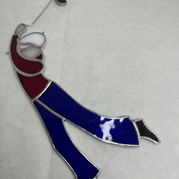 Vintage Stained Glass Golfer Sun catcher Ornament Window Art - Picture 4 of 4